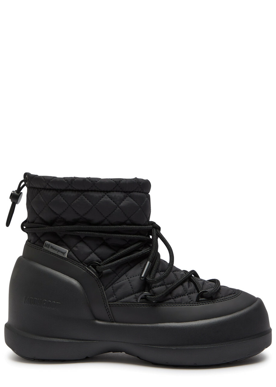 Moon Boot Mezzaluna Quilted Nylon Snow Boots Black