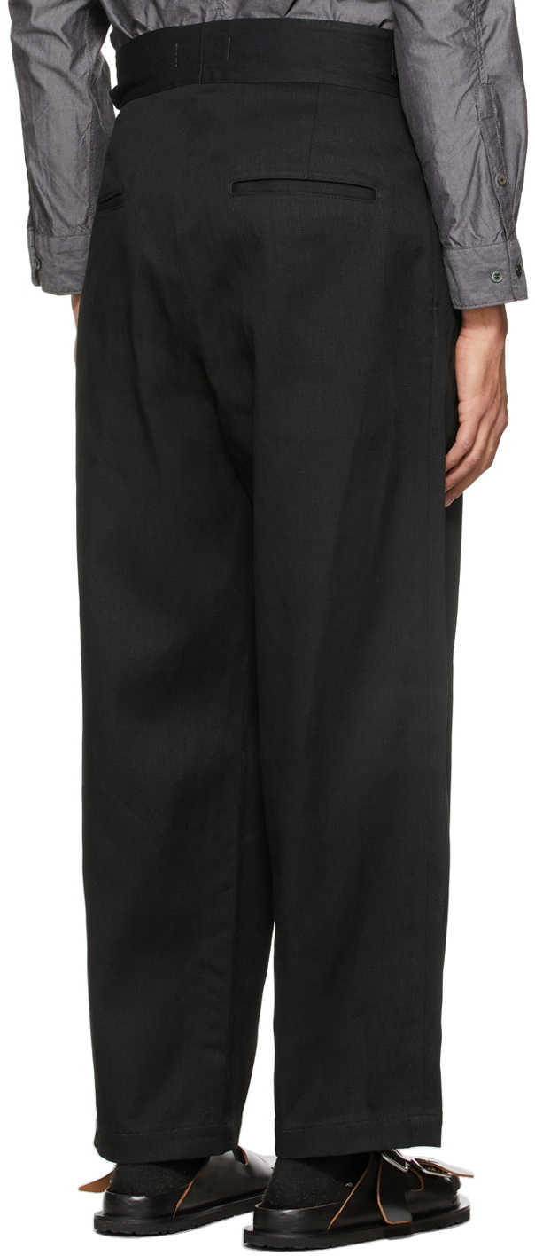 Kuro Black Wide Gurkha 2Tuck Trousers Kuro