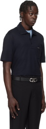 Ferragamo Navy Jacquard Pocket Polo