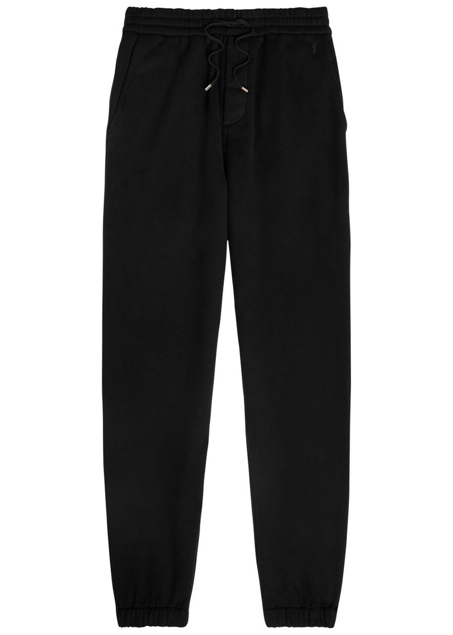 Saint Laurent Logo-embroidered Cotton Sweatpants Admiral