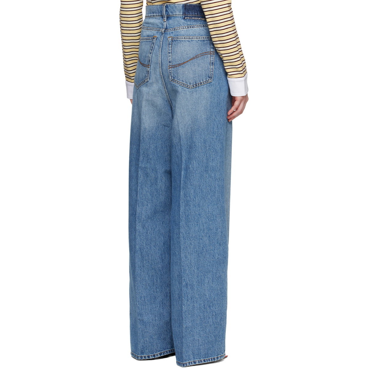 Stella McCartney Blue Faded Wide-Leg High-Rise Jeans