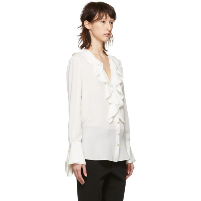 Alexander McQueen White Silk Ruffle Shirt Alexander McQueen