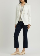 Veronica Beard Striped-intarsia Hooded Cashmere Dickey - Cream - One Size