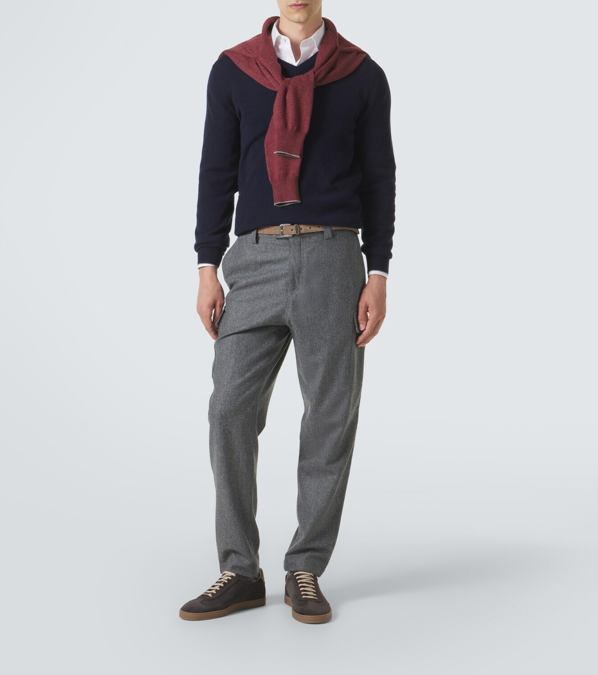 Brunello Cucinelli Leather-trimmed suede sneakers