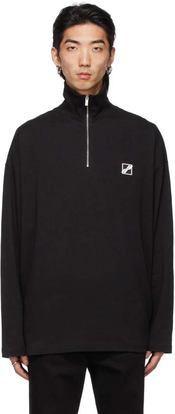 Photo: We11done Black Logo Half-Zip Jacket