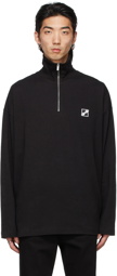 We11done Black Logo Half-Zip Jacket