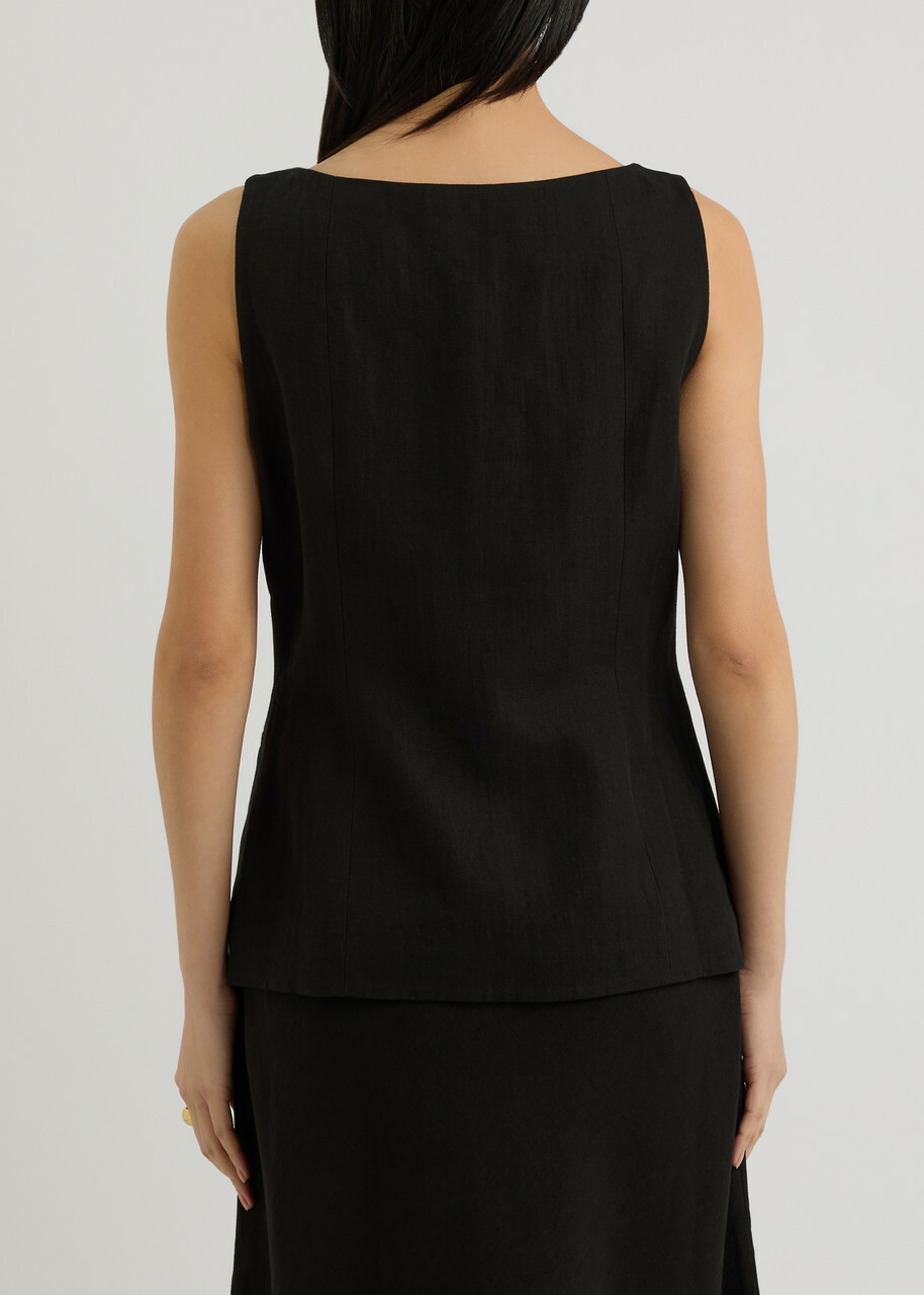 Skall Studio Toni Linen-blend Waistcoat Black