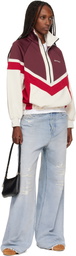 Palm Angels Burgundy & Off-White Colorblock Anorak Track Jacket