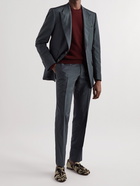 TOM FORD - Pleated Silk-Blend Suit Trousers - Blue