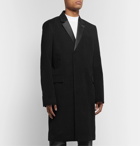 Helmut Lang - Silk Satin-Trimmed Cotton-Moleskin Overcoat - Black