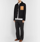 Loewe - Leather-Trimmed Wool Overshirt - Black