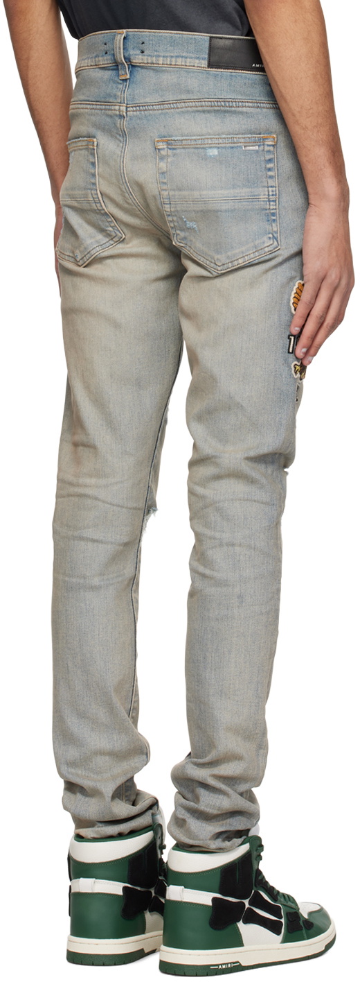 パンツ Amiri jeans virsity indigo AMIRI Indigo Varsity Eagle Jeans Amiri