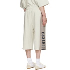 Fear of God ESSENTIALS Beige & Gray Panelled Raw Cut Off Sweat Shorts