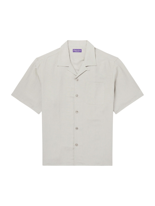 Photo: Ralph Lauren Purple label - Camp-Collar Silk and Linen-Blend Shirt - Gray