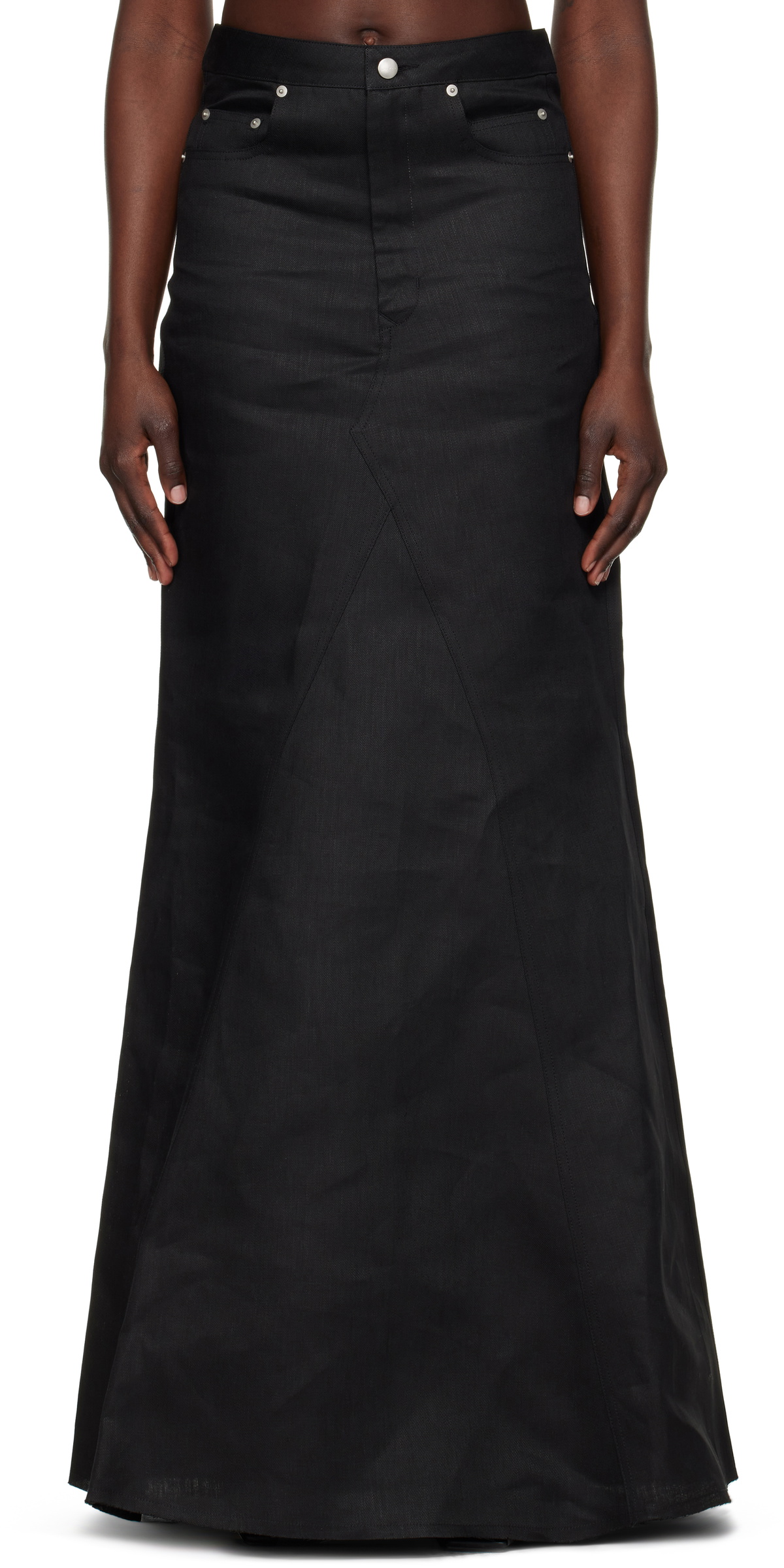 Rick Owens Black Hollywood Long Godet Maxi Skirt Rick Owens
