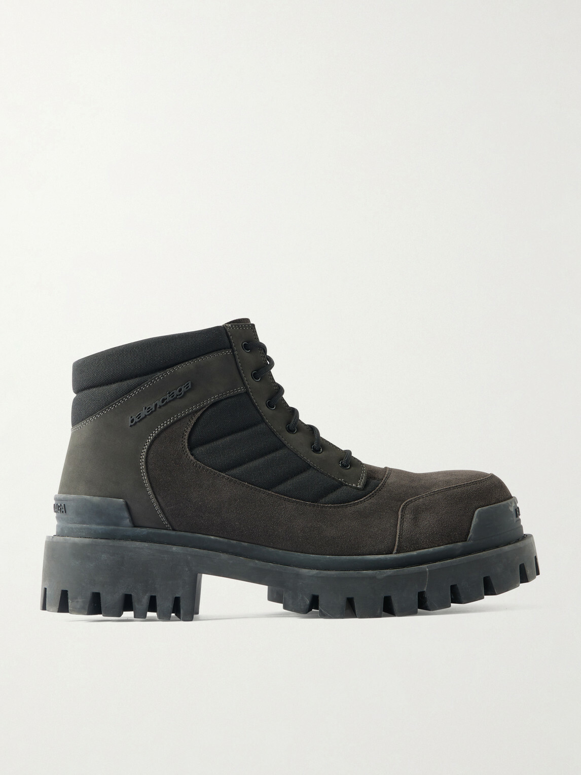 Balenciaga - Nubuck-Trimmed Suede Lace-Up Boots - Brown