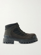 Balenciaga - Nubuck-Trimmed Suede Lace-Up Boots - Brown