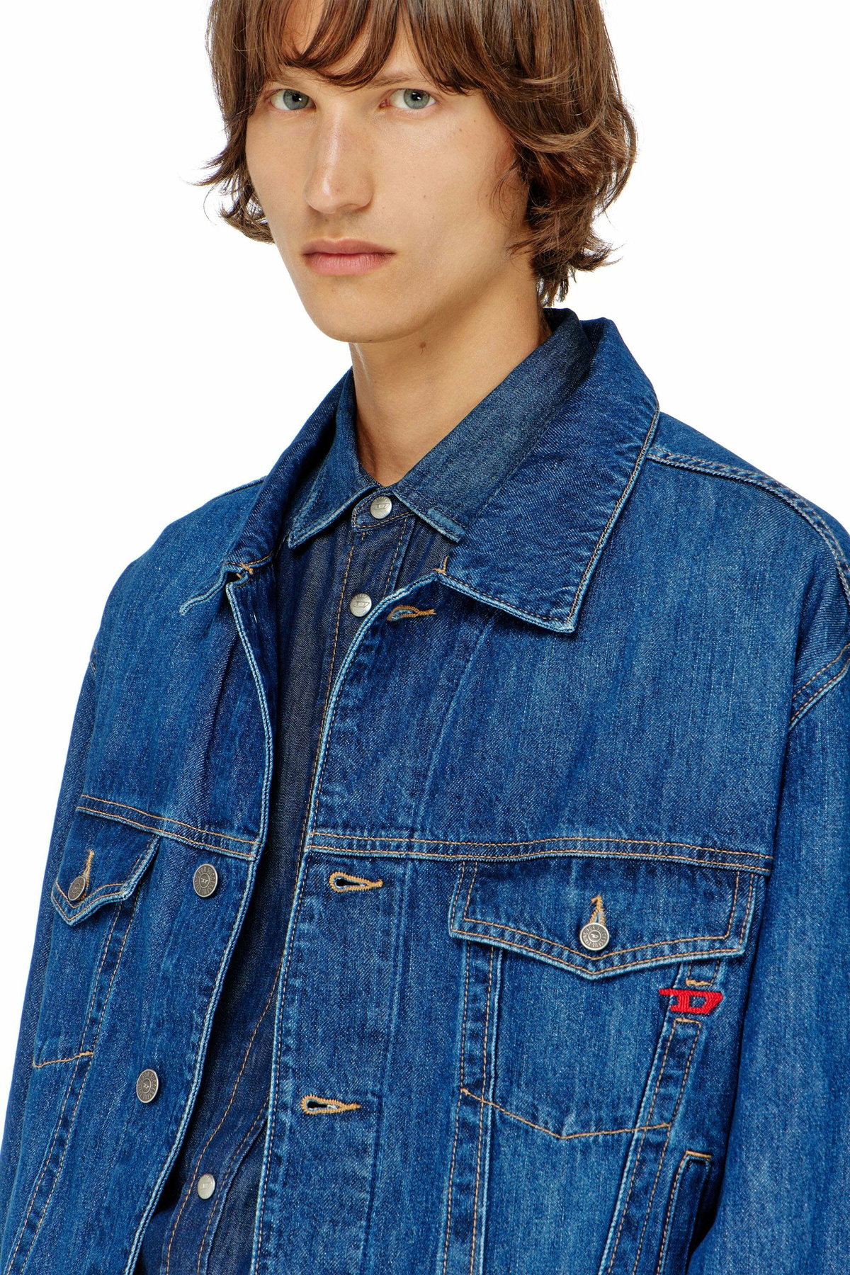 Diesel Trucker jacket in denim - Denim Jackets Mens in Blue