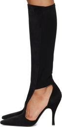 ALAÏA Black Suede Cut Out Knee Boots
