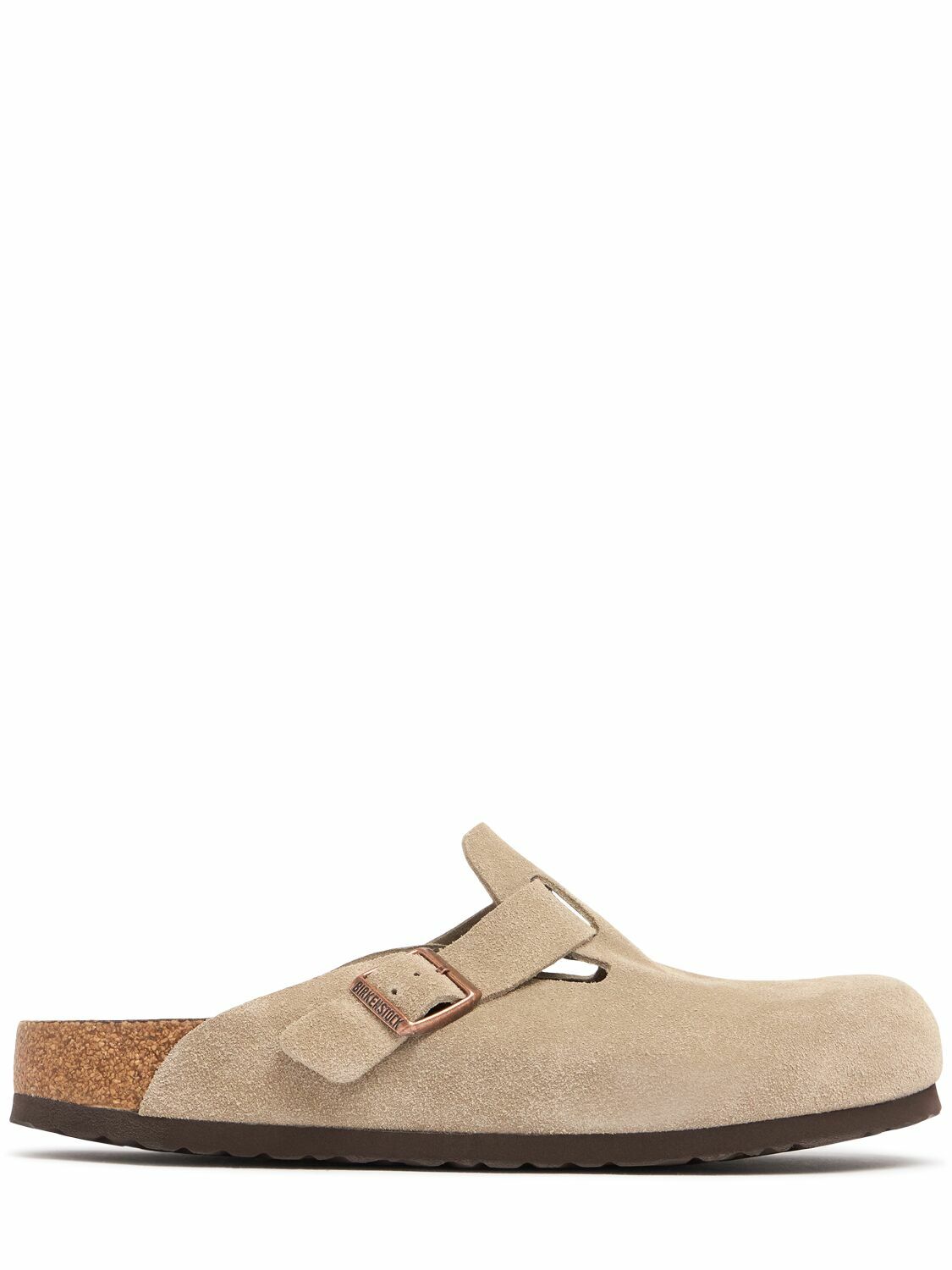 Cross Embellished Birkenstock Boston Suede Mule