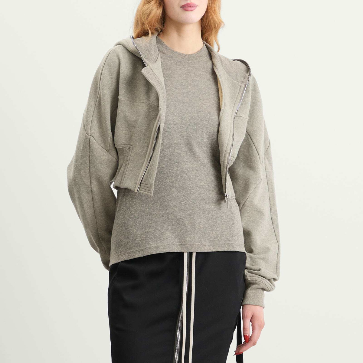 Rick Owens DRKSHDW Women's Collage Gimp Hoodie in Grey Melange