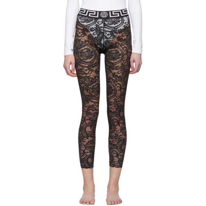 Photo: Versace Underwear Black Lace Barocco Leggings