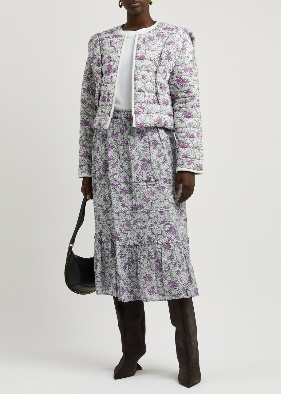 Isabel Marant étoile Diya Printed Cotton Midi Skirt Lilac