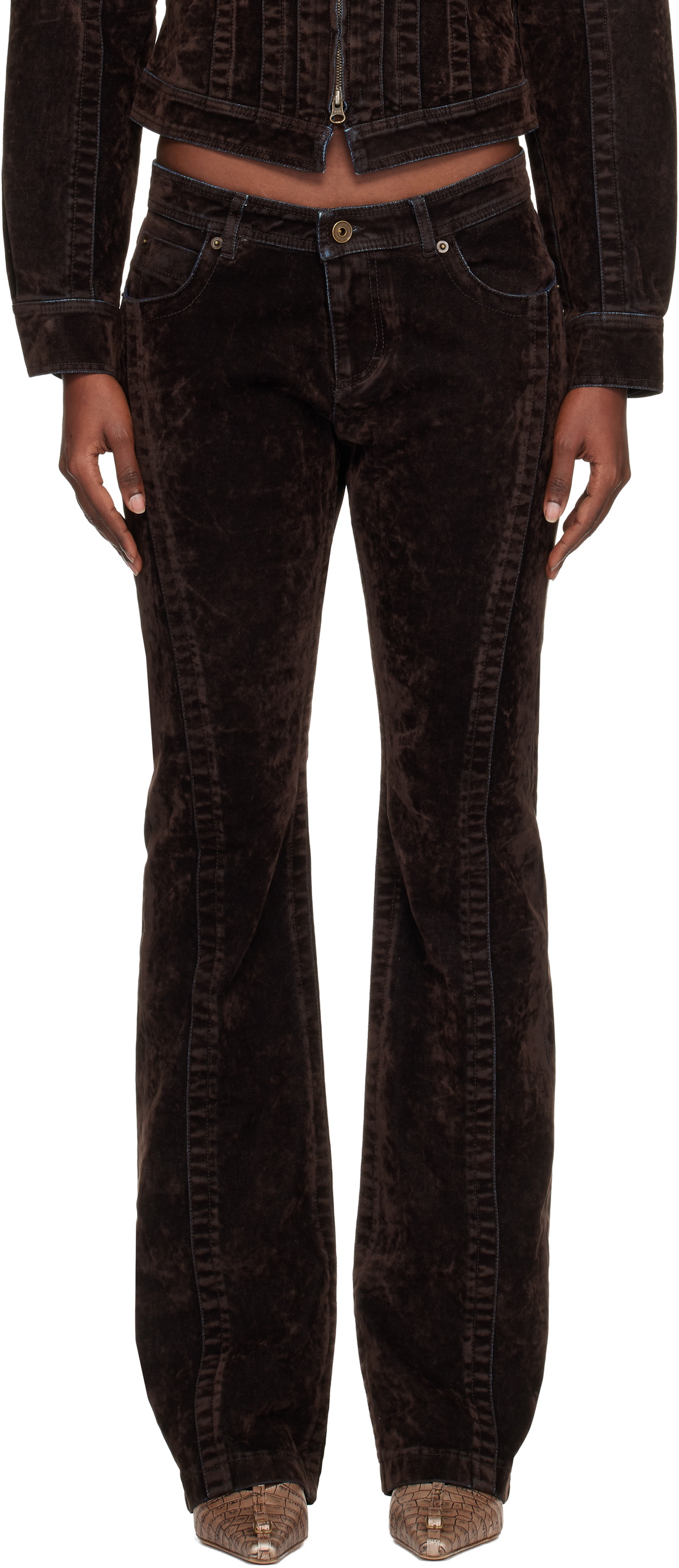 KNWLS Brown Flock Jeans