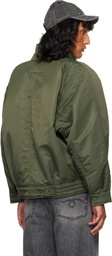 R13 Khaki Ribbed Flight Bomber Jacket