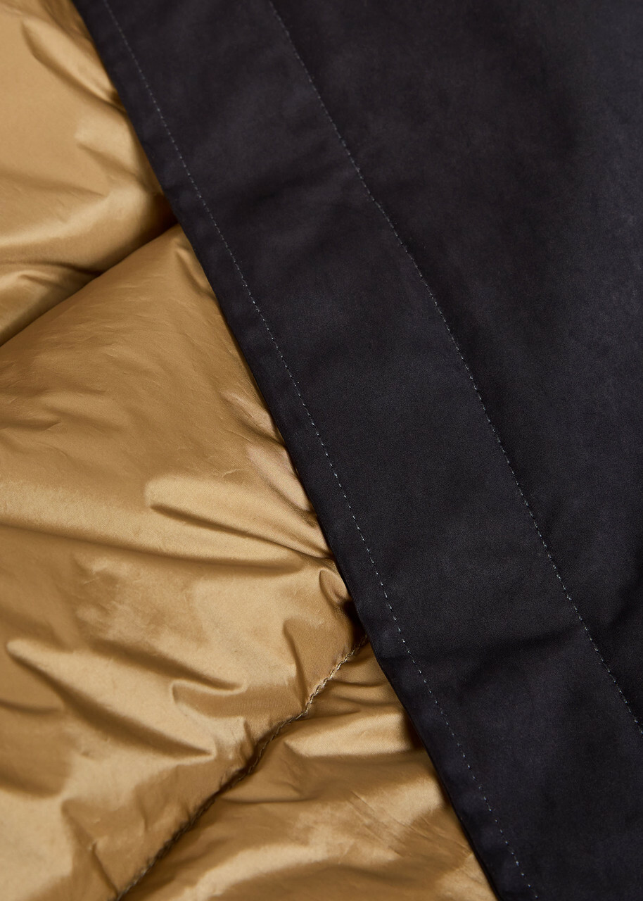 Ten C Quilted Hooded Parka Coat Blue