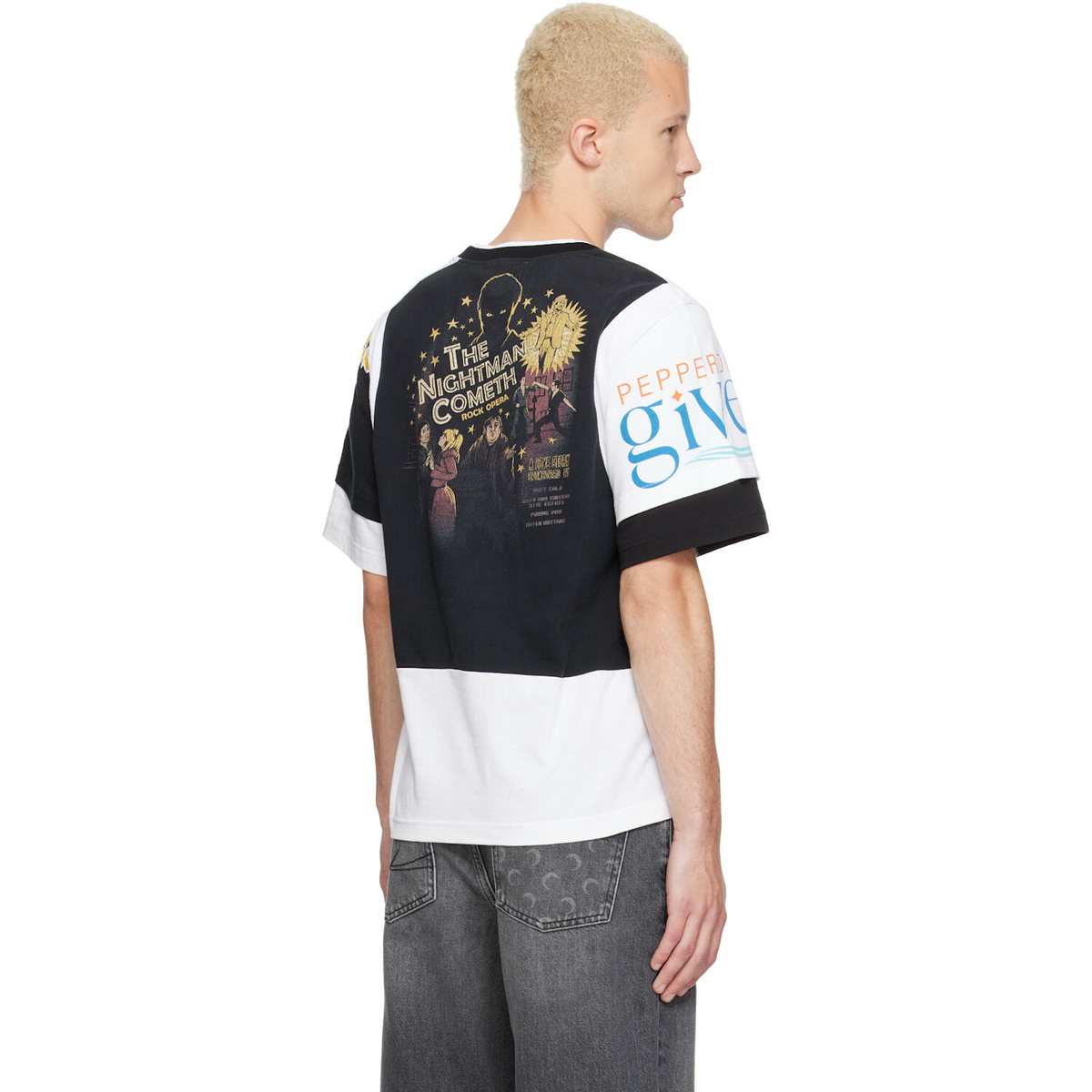 Marine Serre Black & White Regenerated Graphic Jersey Layered T-shirt