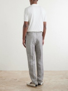 Brunello Cucinelli - Straight-Leg Pleated Hemp and Linen-Blend Twill Trousers - Gray