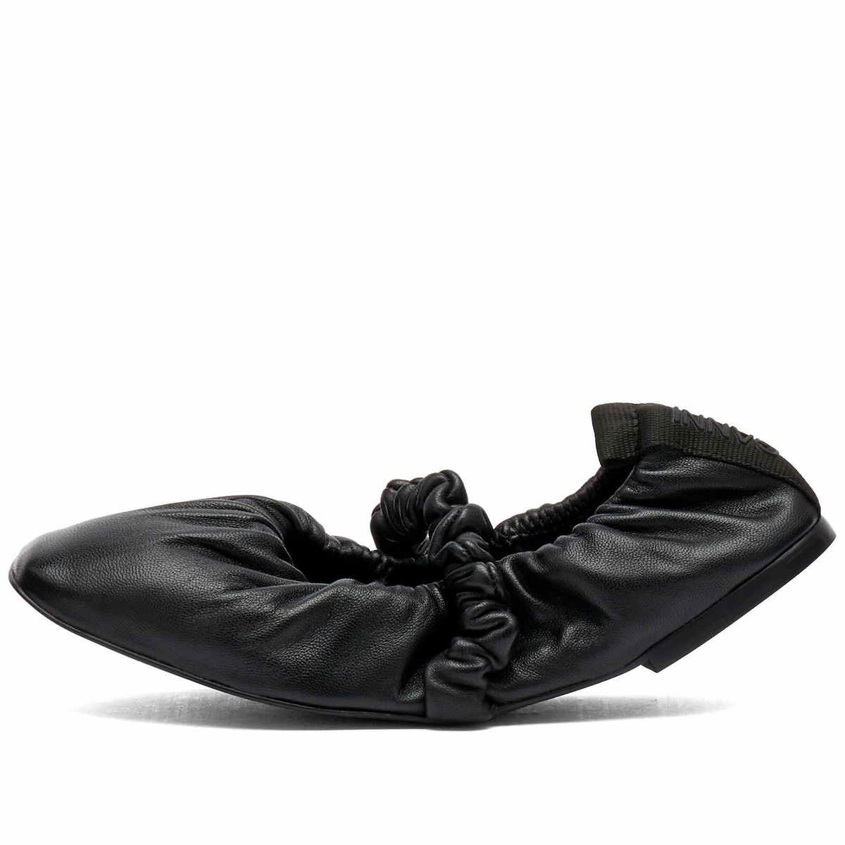 GANNI Women's Square Toe Scrunchie Ballerina in Black GANNI