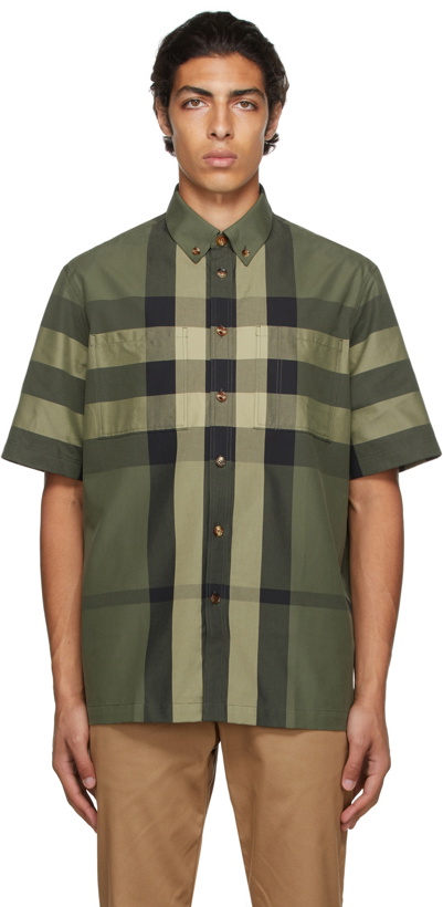Photo: Burberry Green Cotton Check Short Sleeve Shirt