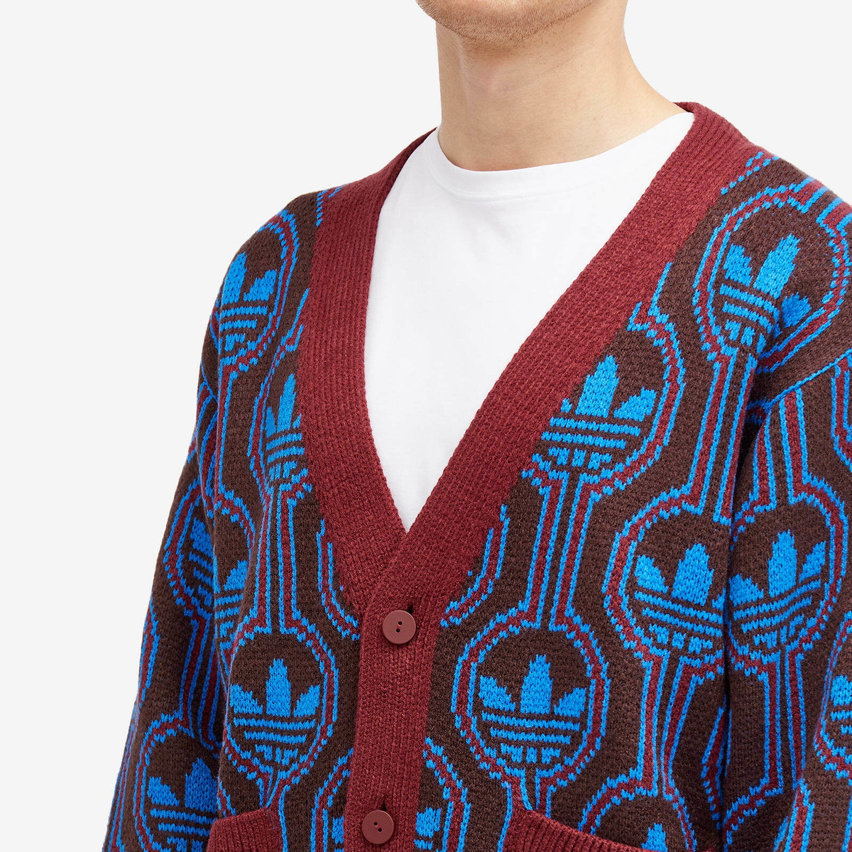 Adidas Men's Knit Cardigan in Shadow Red/Blue adidas