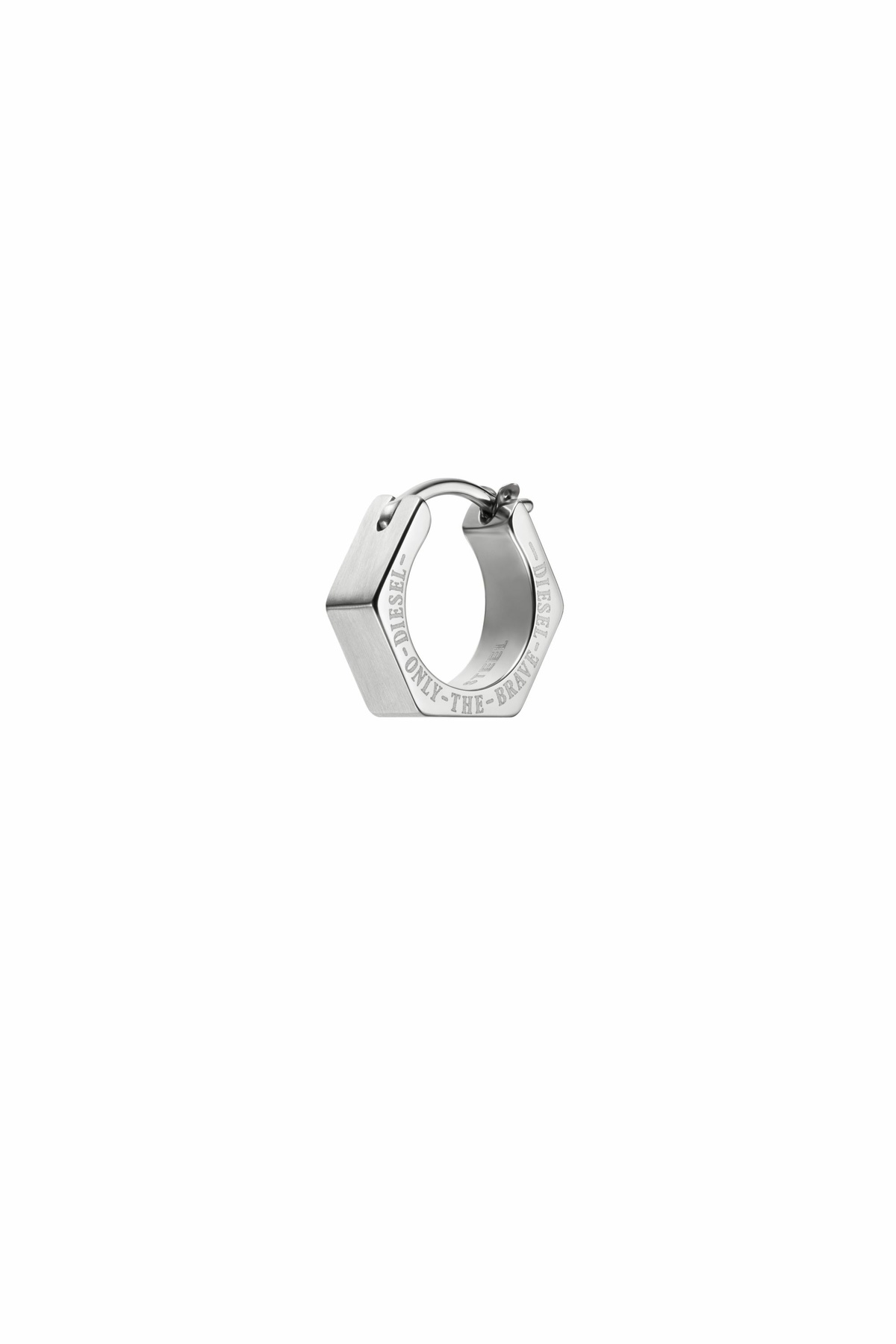 Diesel Stainless steel single hoop earring - Earrings - Unisex - Silver