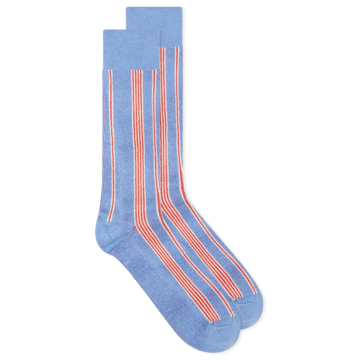 GUEST IN RESIDENCE Women's Vertical Stripe Socks in French Blue/Cream/Cherry 