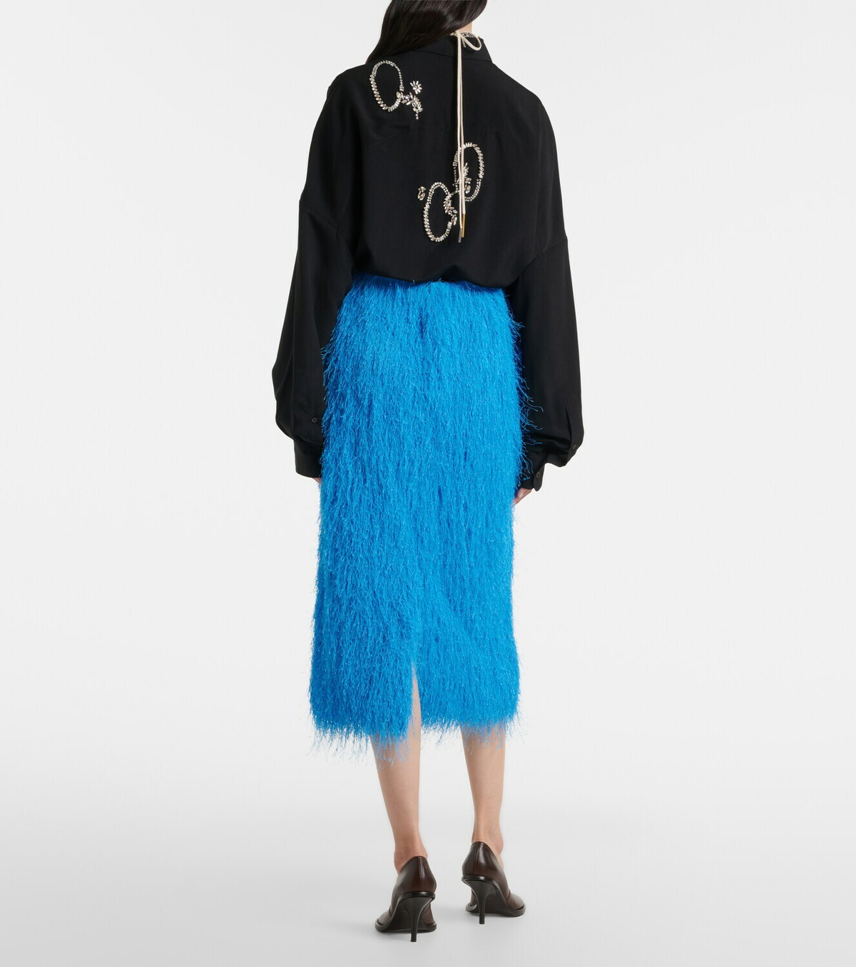 Dries Van Noten Fringed midi skirt