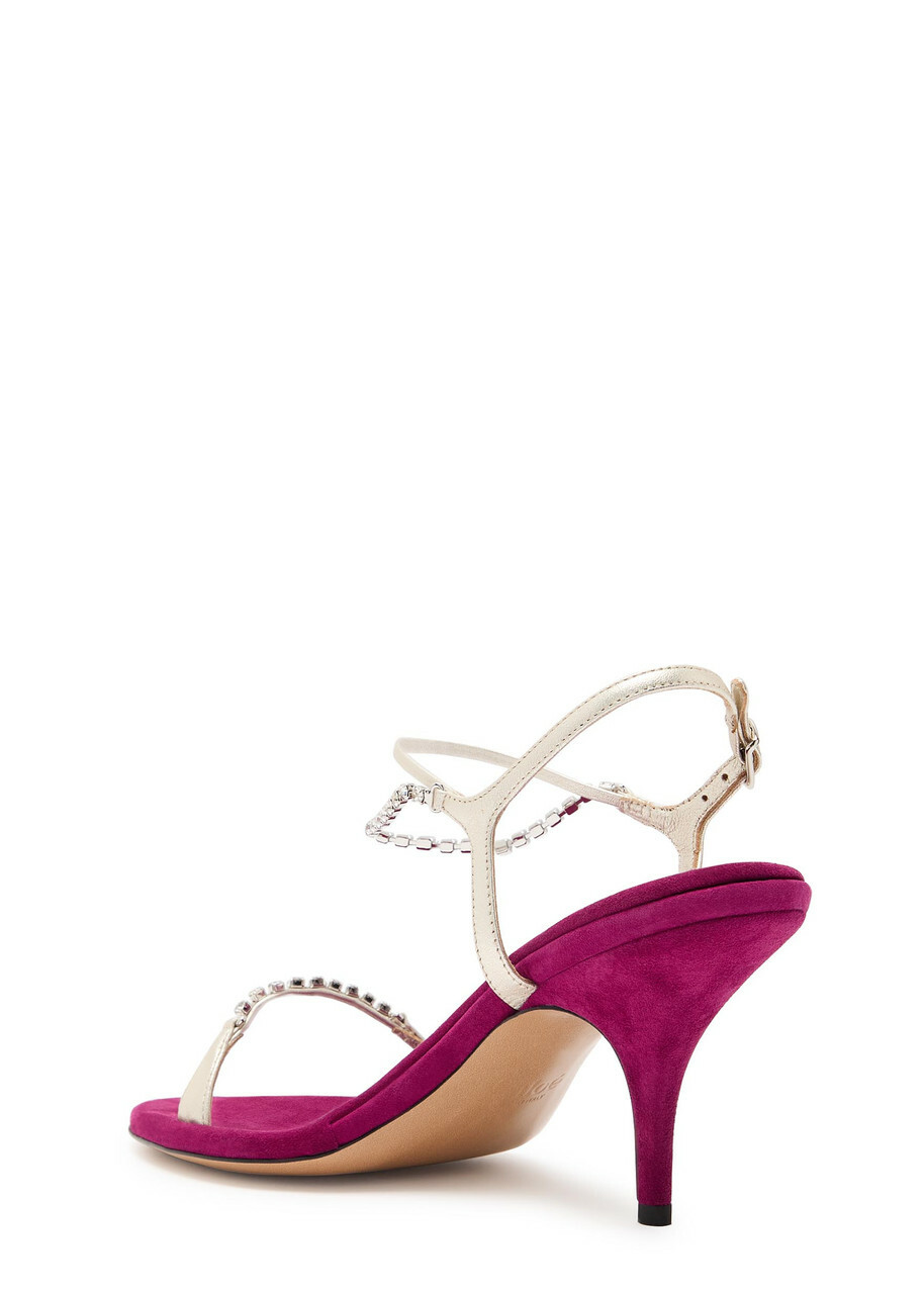 Chloe Zia 80 Crystal-embellished Velvet and Metallic Leather Sandals Purple