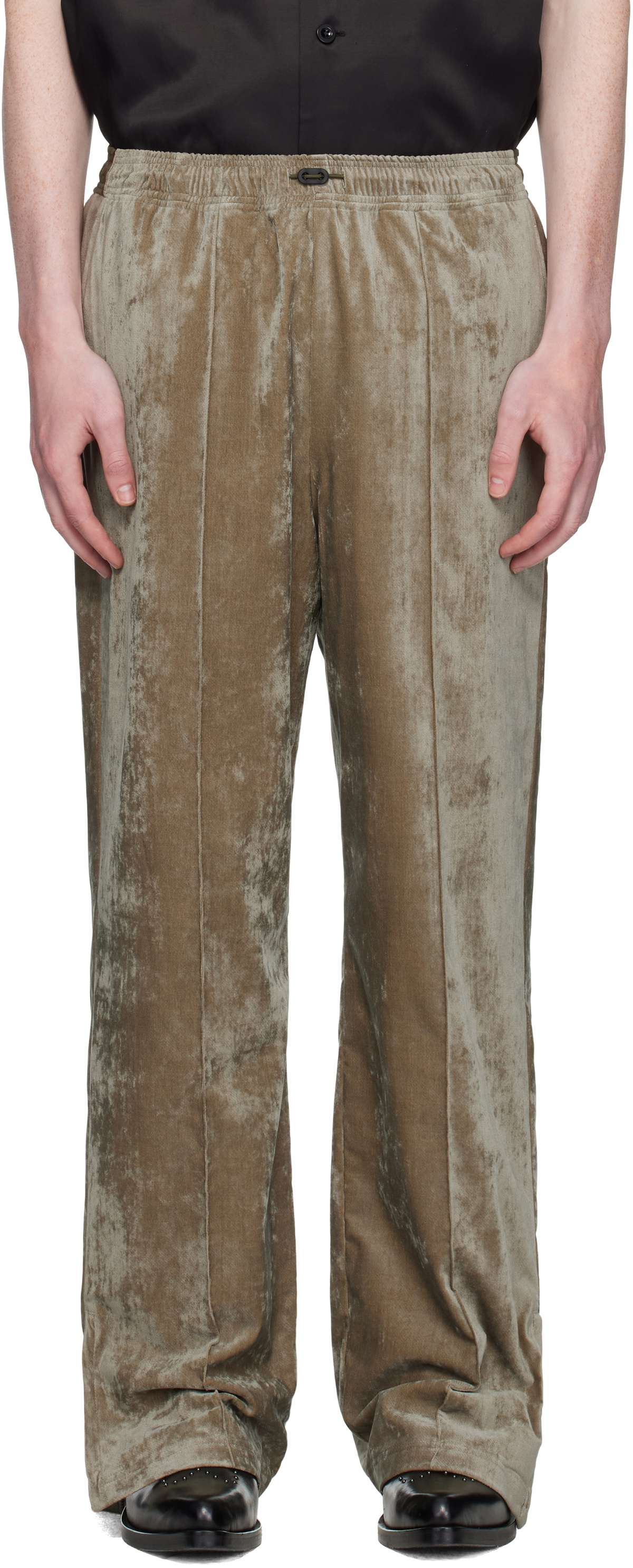 Toga Virilis Khaki Velvet Track Pants
