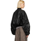 Rick Owens Black Tower Secchia Cropped Leather Flight Jacket