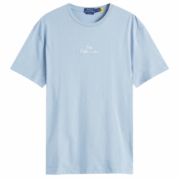 Photo: Polo Ralph Lauren Men's Chain Stitch Logo T-Shirt in Vessel Blue