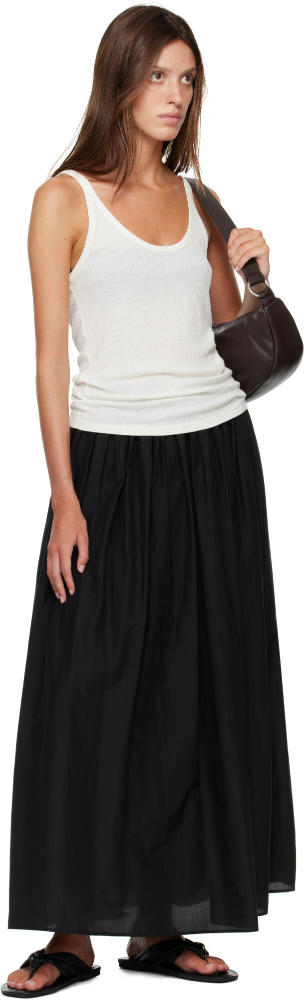 Loulou de Saison Off-White RONI Rib Jersey Tank Top