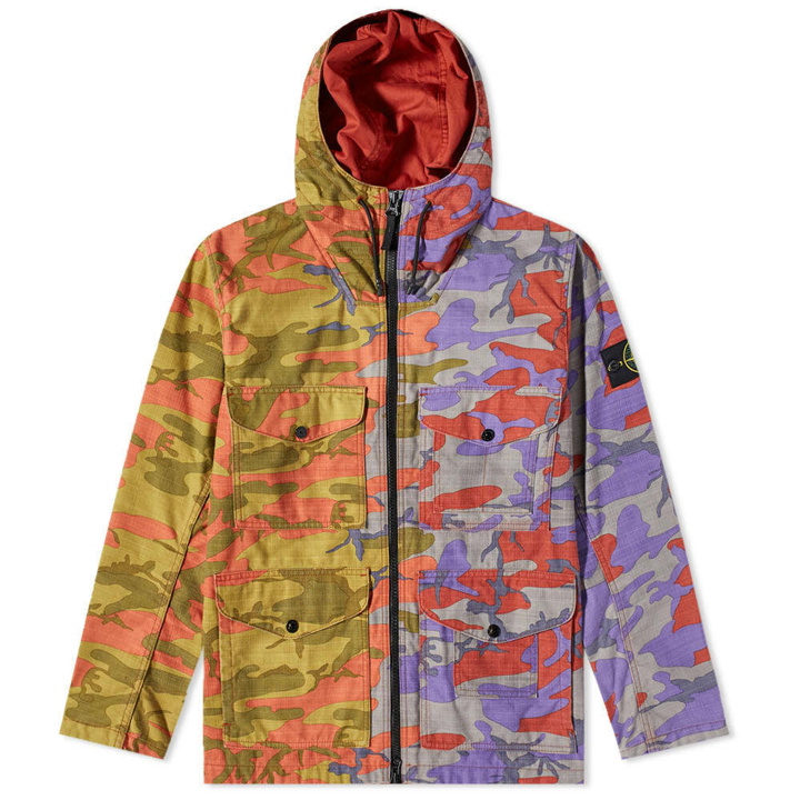 Photo: Stone Island Men's Heritage Camo Hooded Jacket in Brick Red