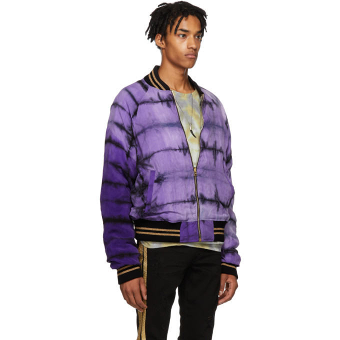 Amiri Purple and Green Tie-Dye Reversible Bomber Jacket Amiri