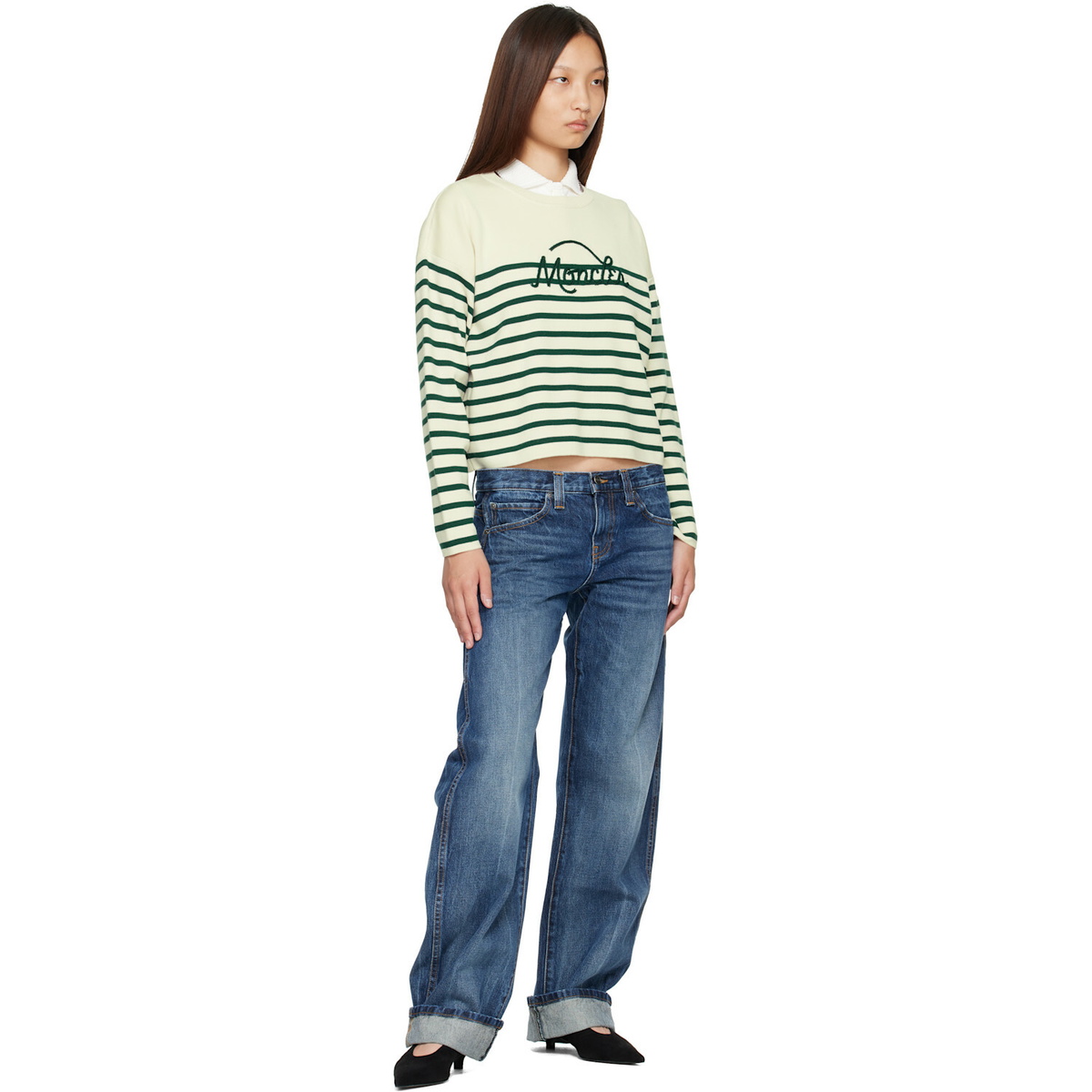 Moncler Off-White Striped Wool Sweater