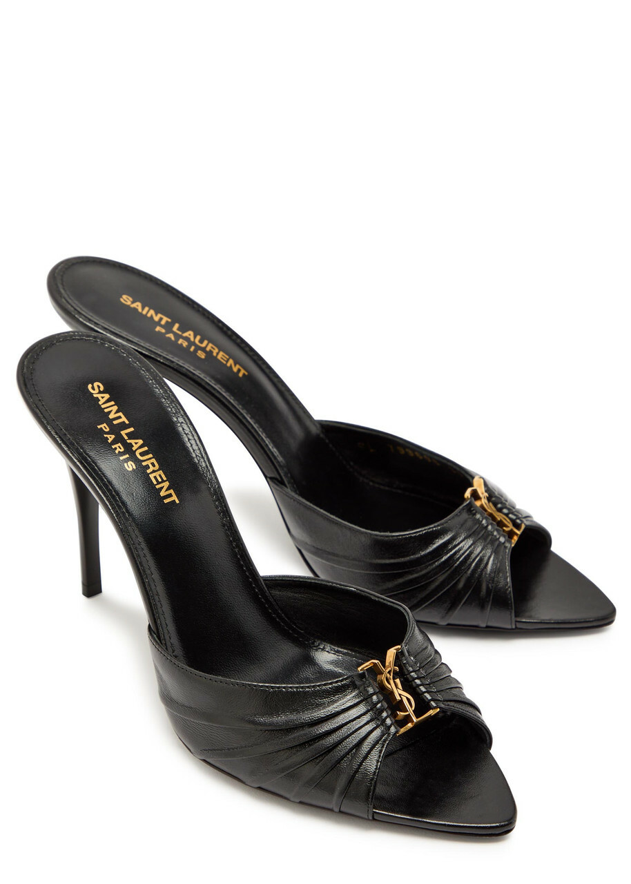 Saint Laurent Babylone 90 Pleated Leather Mules Black