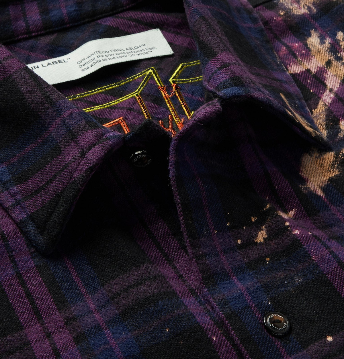 Off-White - Distressed Checked Cotton-Flannel Shirt - Purple