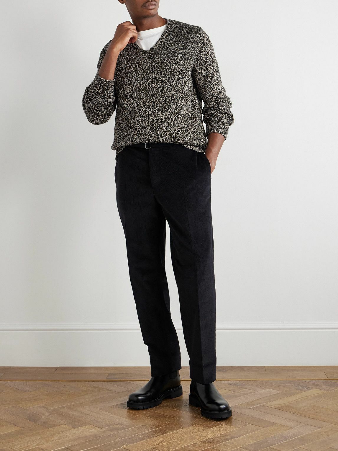Officine Générale - Hoche Belted Straight-Leg Cotton-Blend Corduroy Trousers - Black