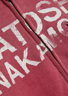Satoshi Nakamoto Luke Printed Hooded Distressed Cotton Sweatshirt Burgundy